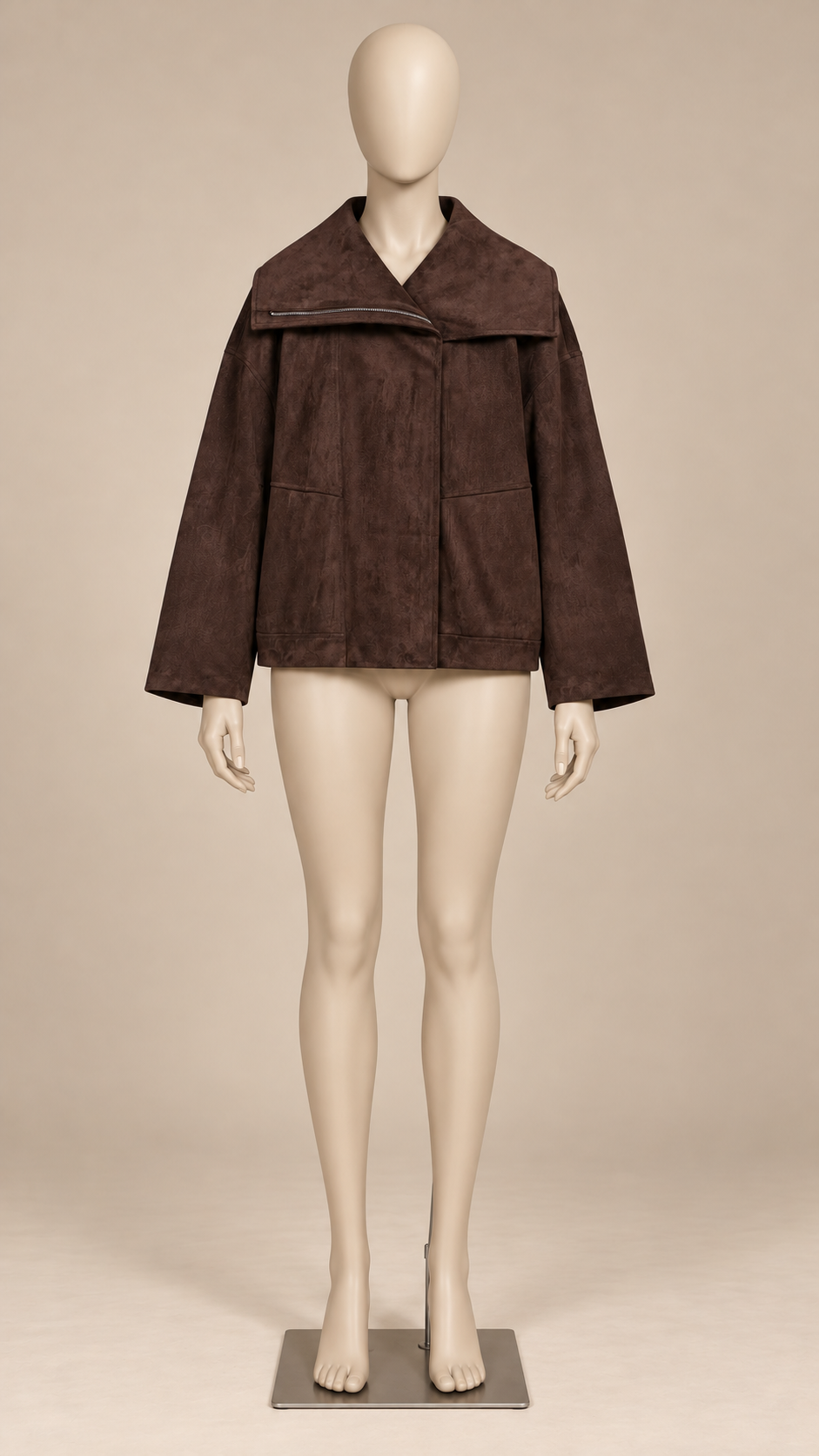 Rosetta Sailor-Collar Bomber — Brown mannequin front