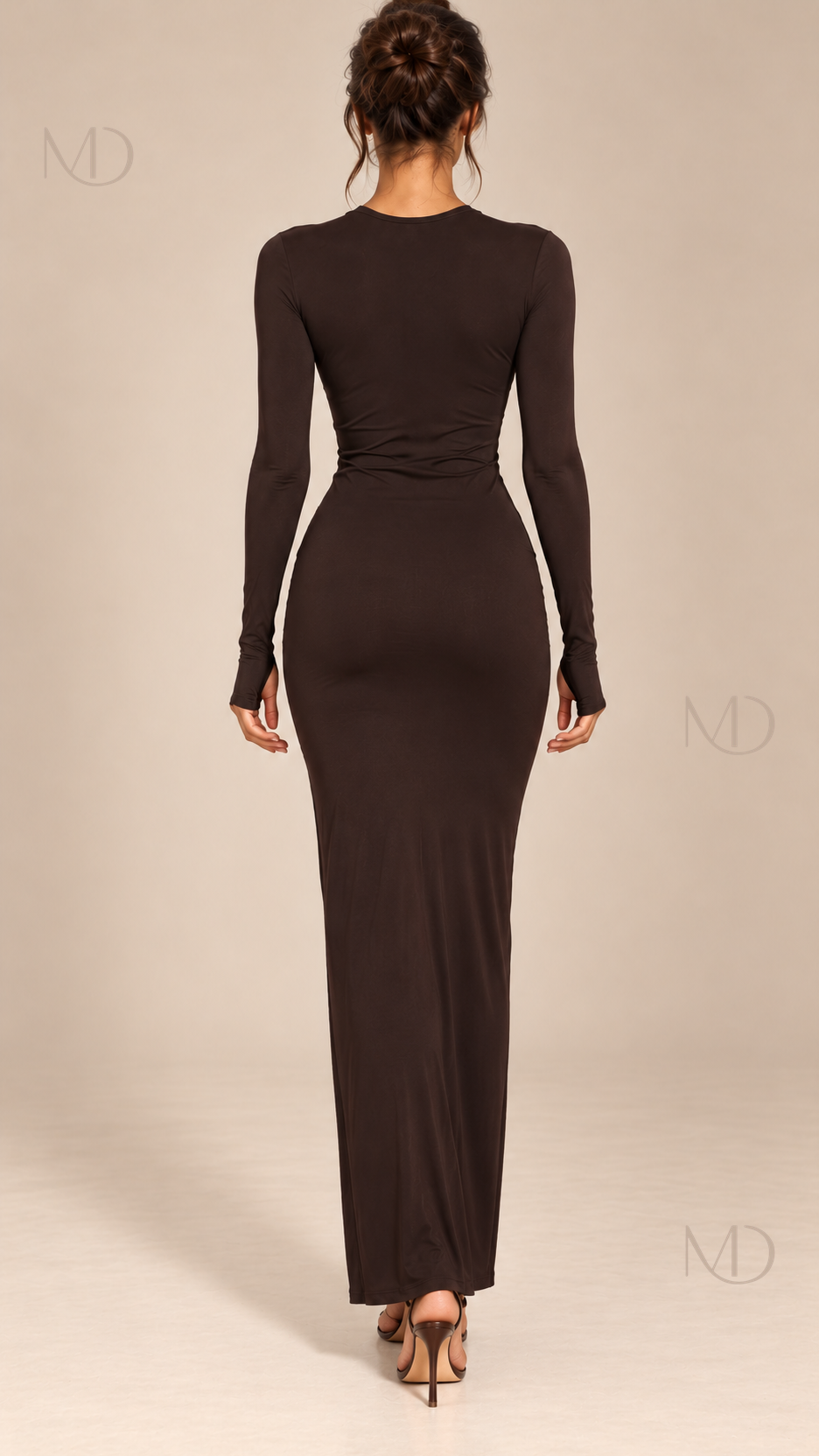 Ysolde Twist-Knot Maxi — Brown model back