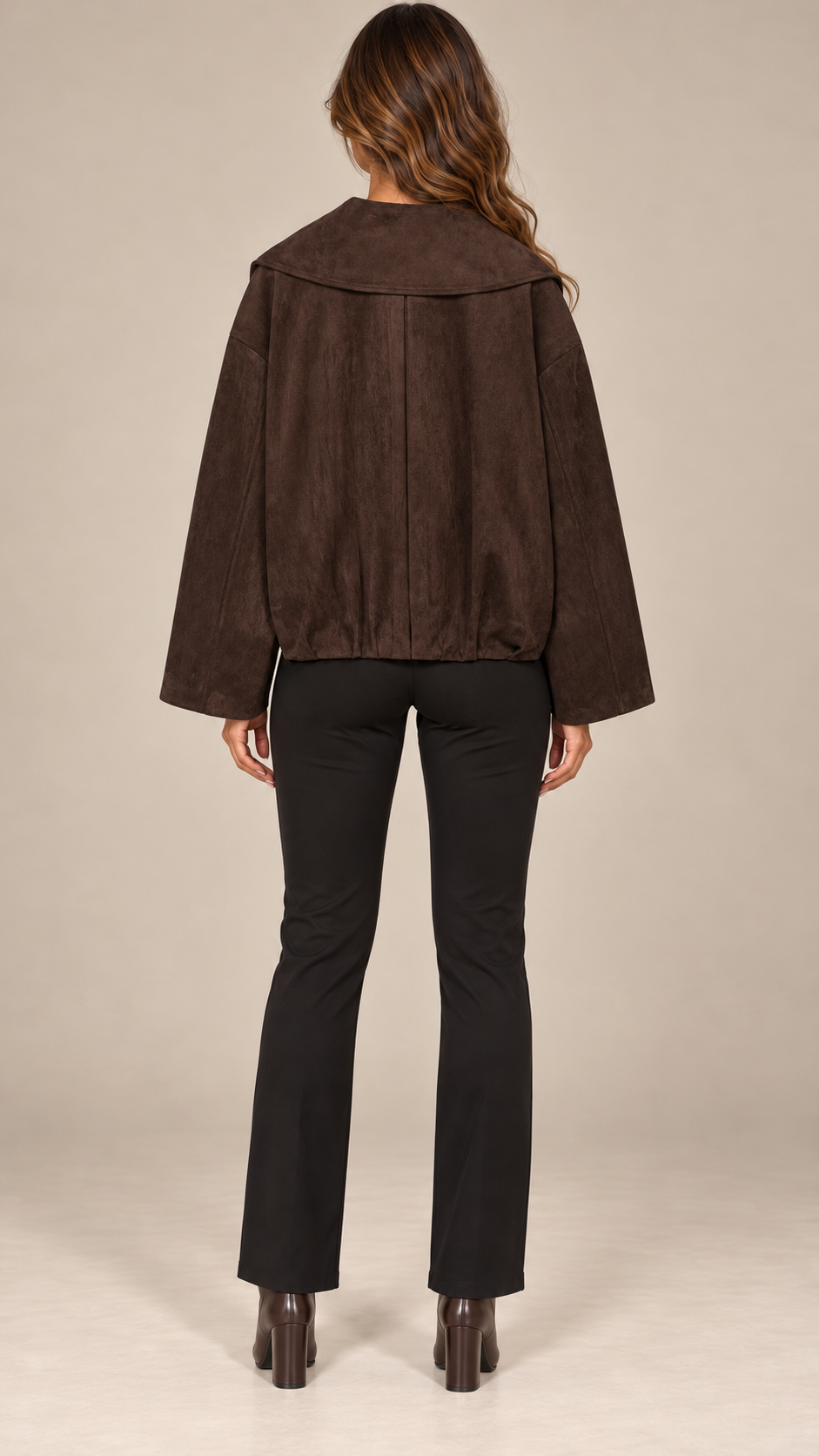 Rosetta Sailor-Collar Bomber — Brown model back