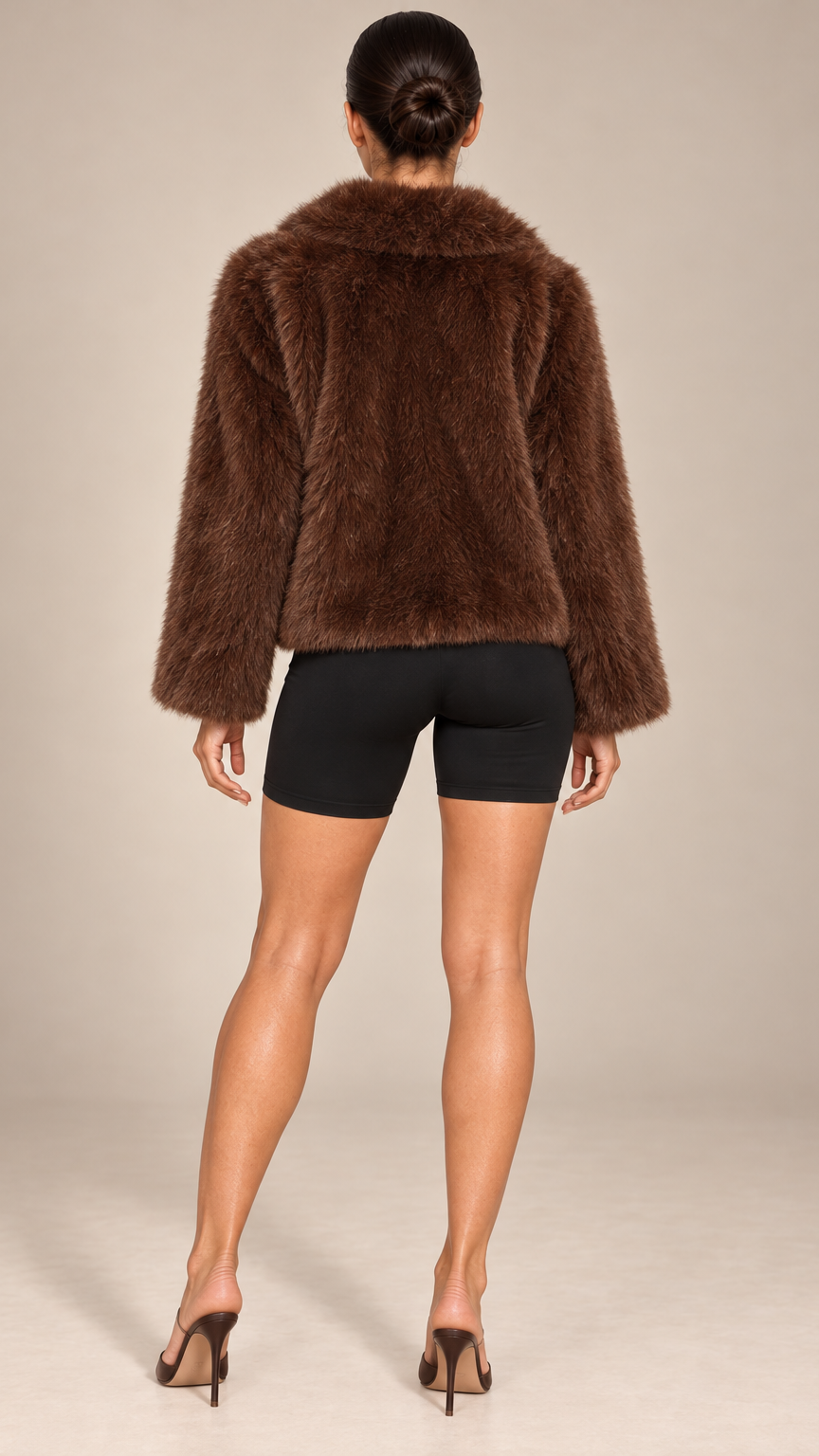Josette Lapel Jacket — Brown model back