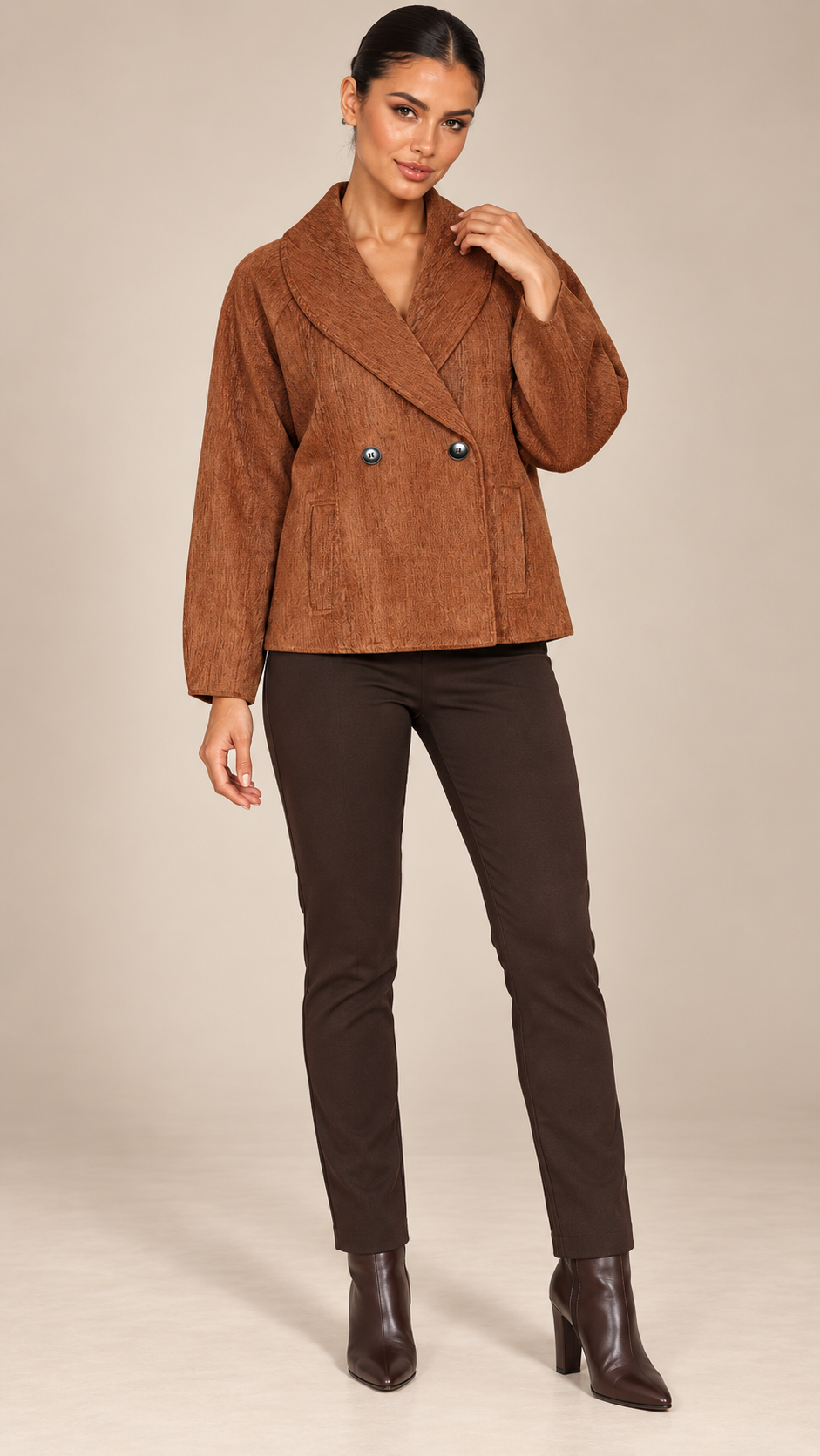 Paloma Corduroy Jacket — Brown model front