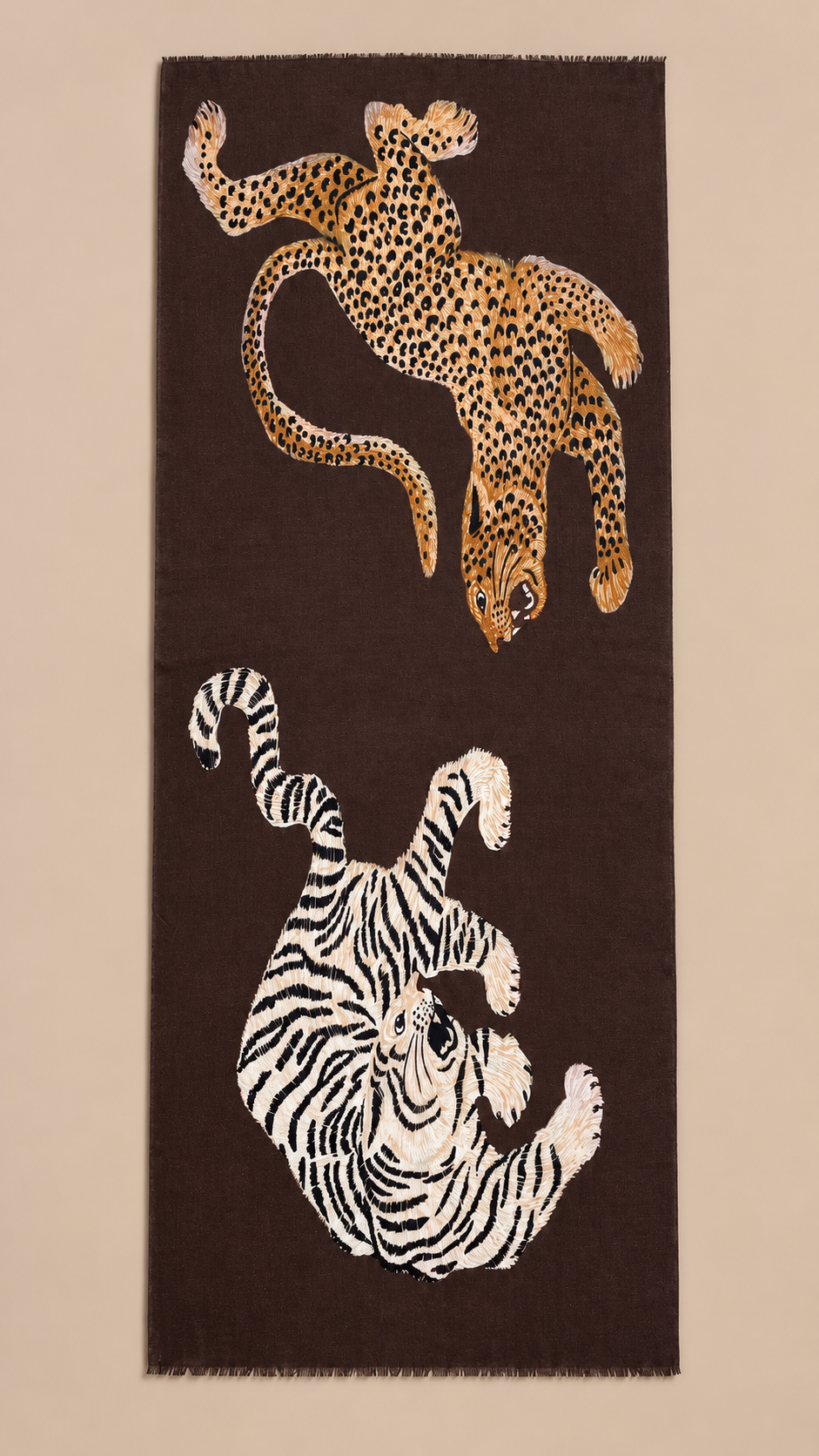Ambrosine Leopard-Tiger Scarf — Brown product only