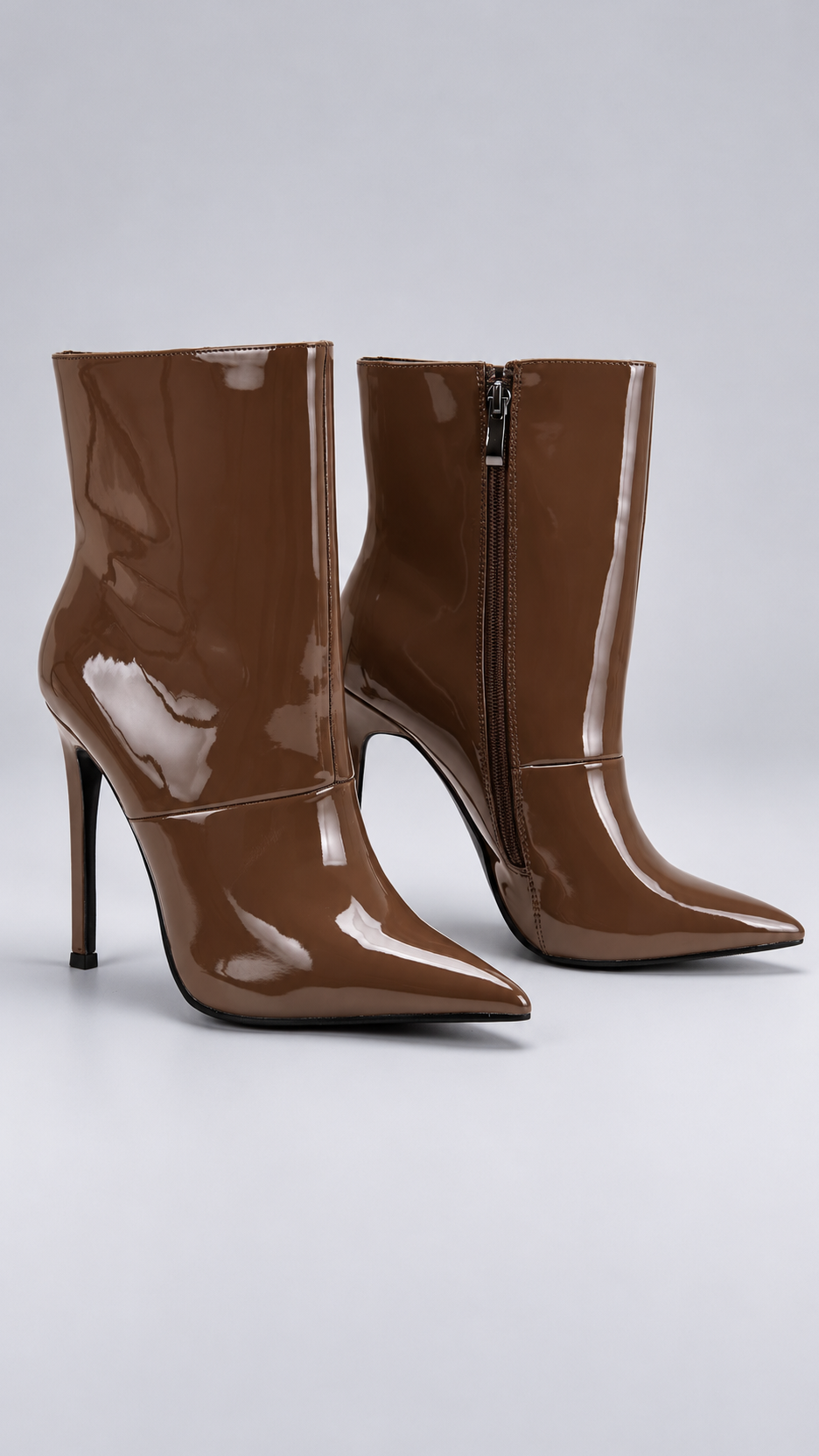 Elspeth Patent Ankle Boot — Brown product only