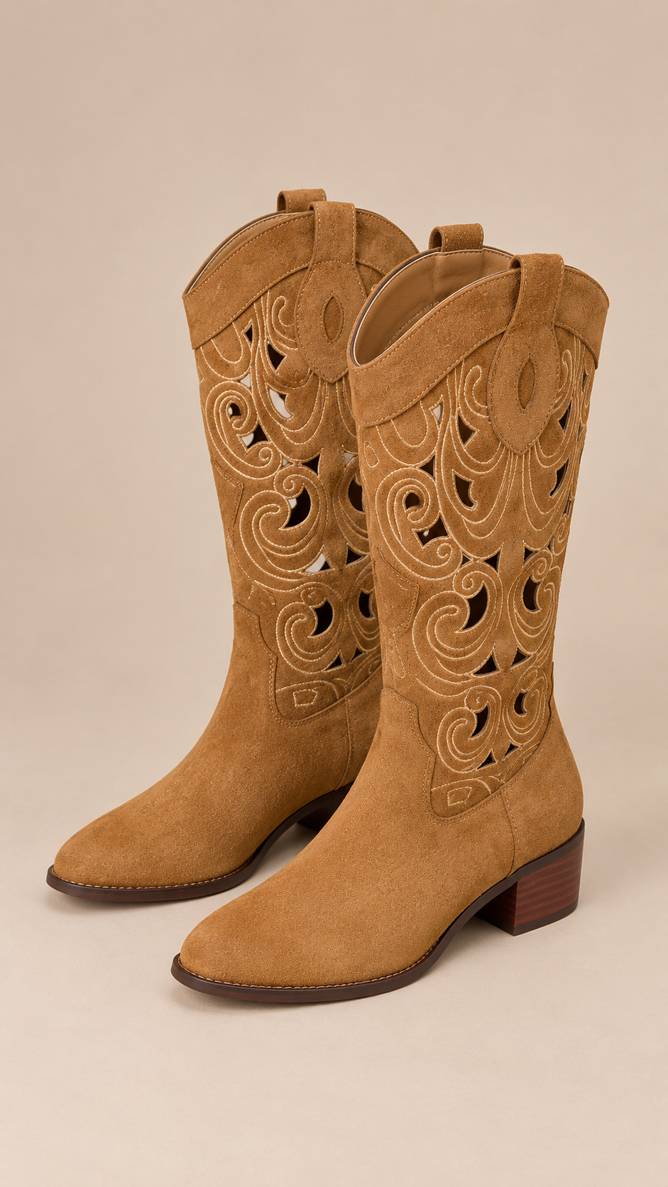 Marisela Cutwork Western Boots — Brown product only