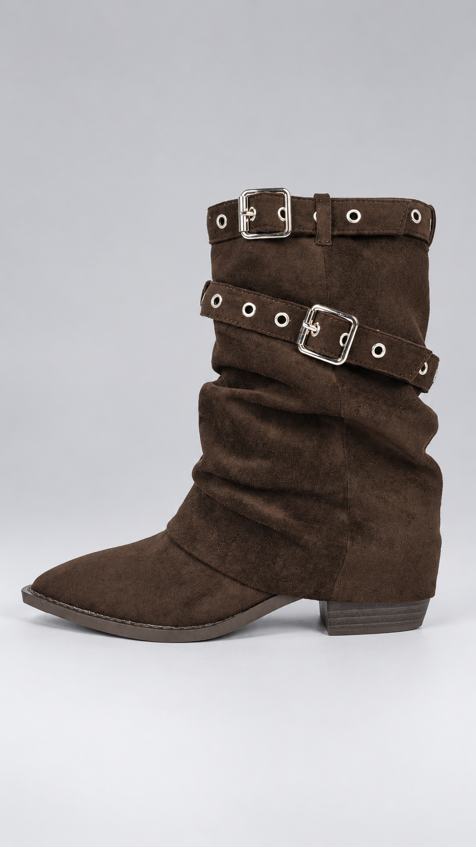 Annalena Grommet Slouch Boots — Brown shoe side