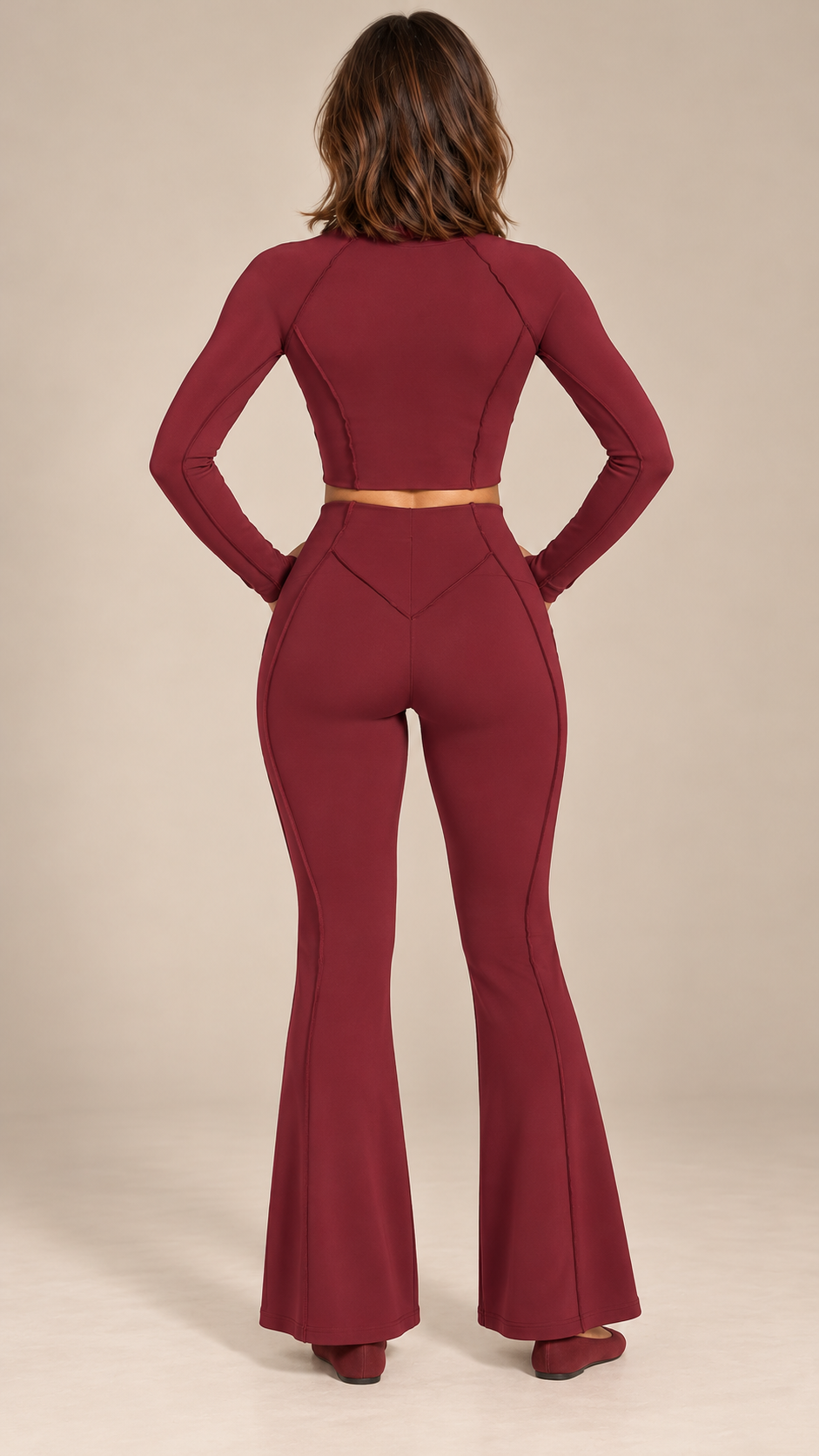 Tindra Seamline Flare Set — Burgundy model back