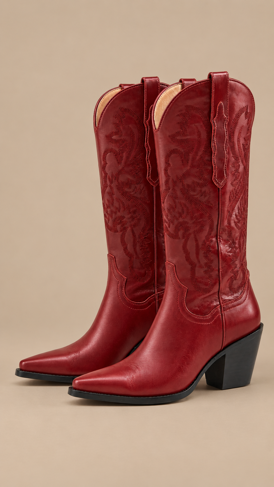 Marlena Embroidered Boots — Burgundy product only