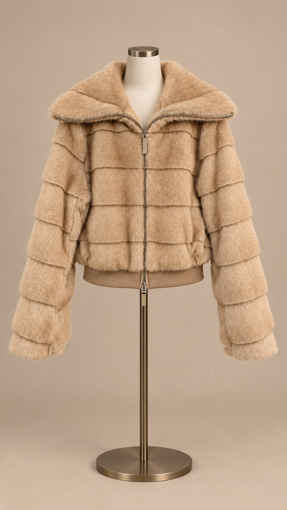 Sable Faux Fur Jacket — Camel mannequin front