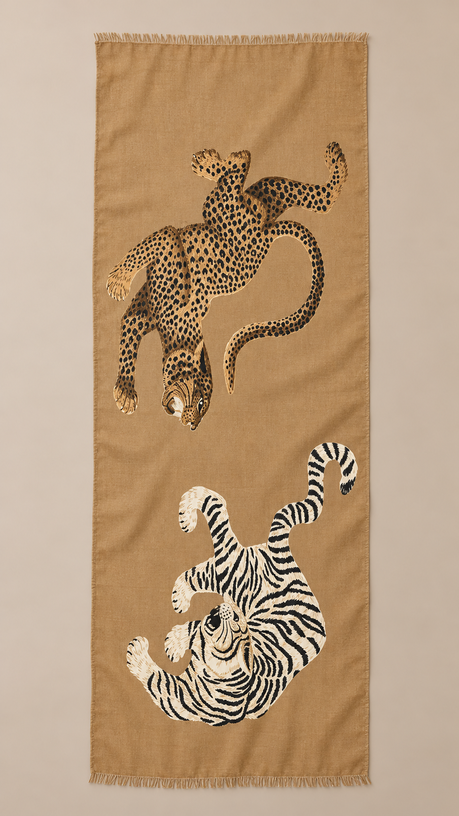 Ambrosine Leopard-Tiger Scarf — Camel product only