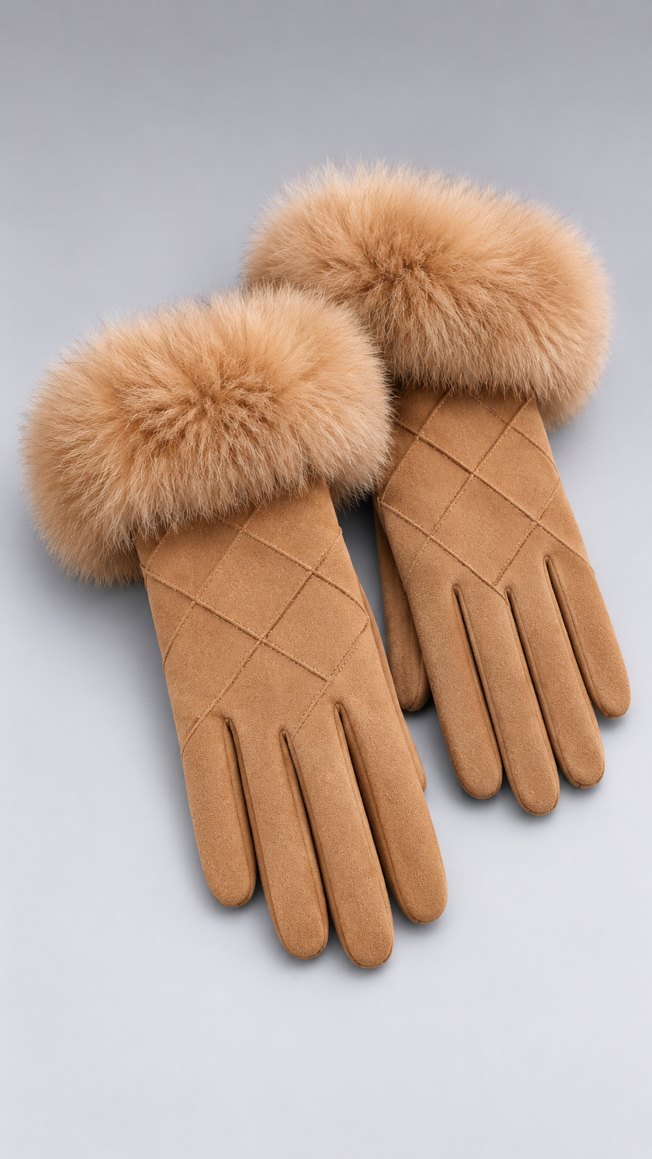 Eulalie Diamond-Quilt Gloves — Camel product only