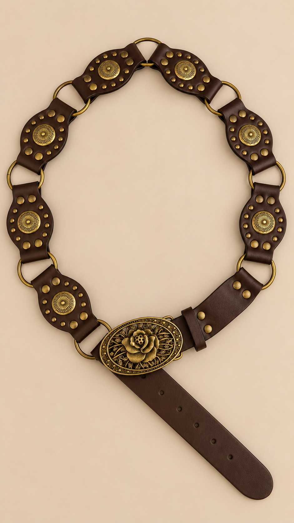 Sunniva Antique-Buckle Belt — Carved Coffee product only