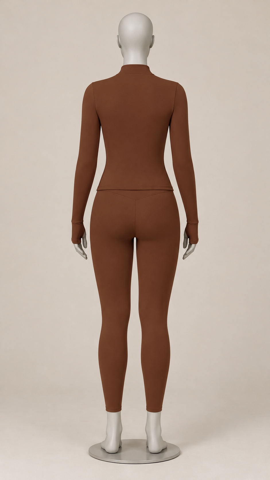 Kalinda Thumbhole Active Set — Clay Brown mannequin back
