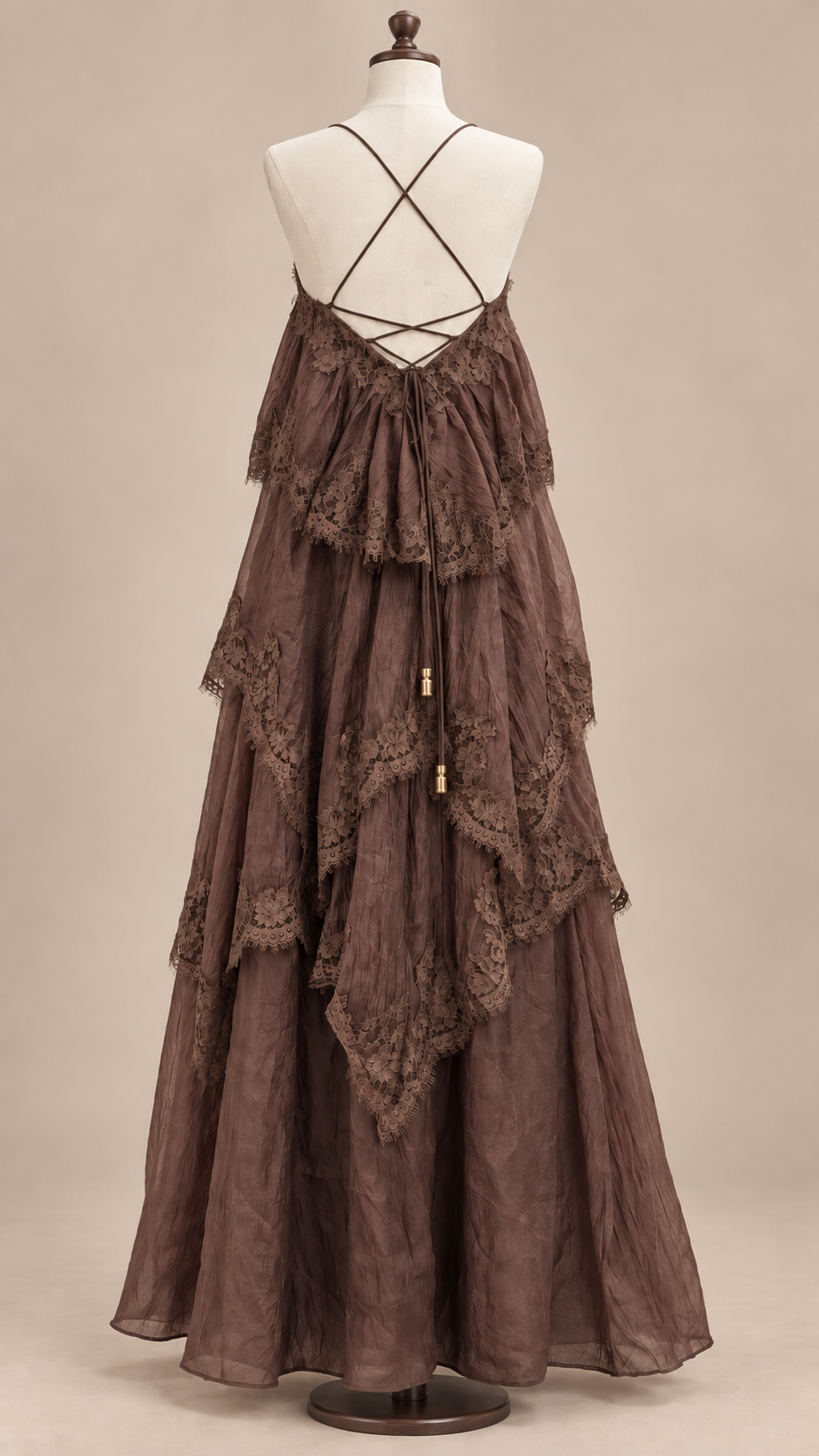 Fleur Tiered Maxi — Coffee mannequin back