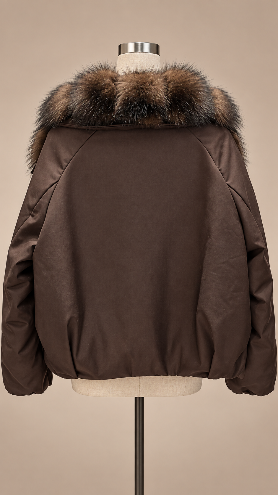 Seraphine Fur-Collar Puffer — Coffee mannequin back