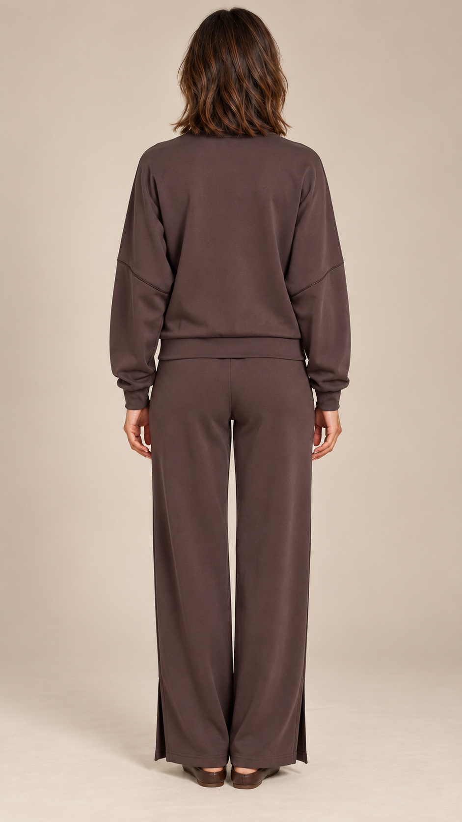 Saoirse Split-Hem Track Set — Coffee model back