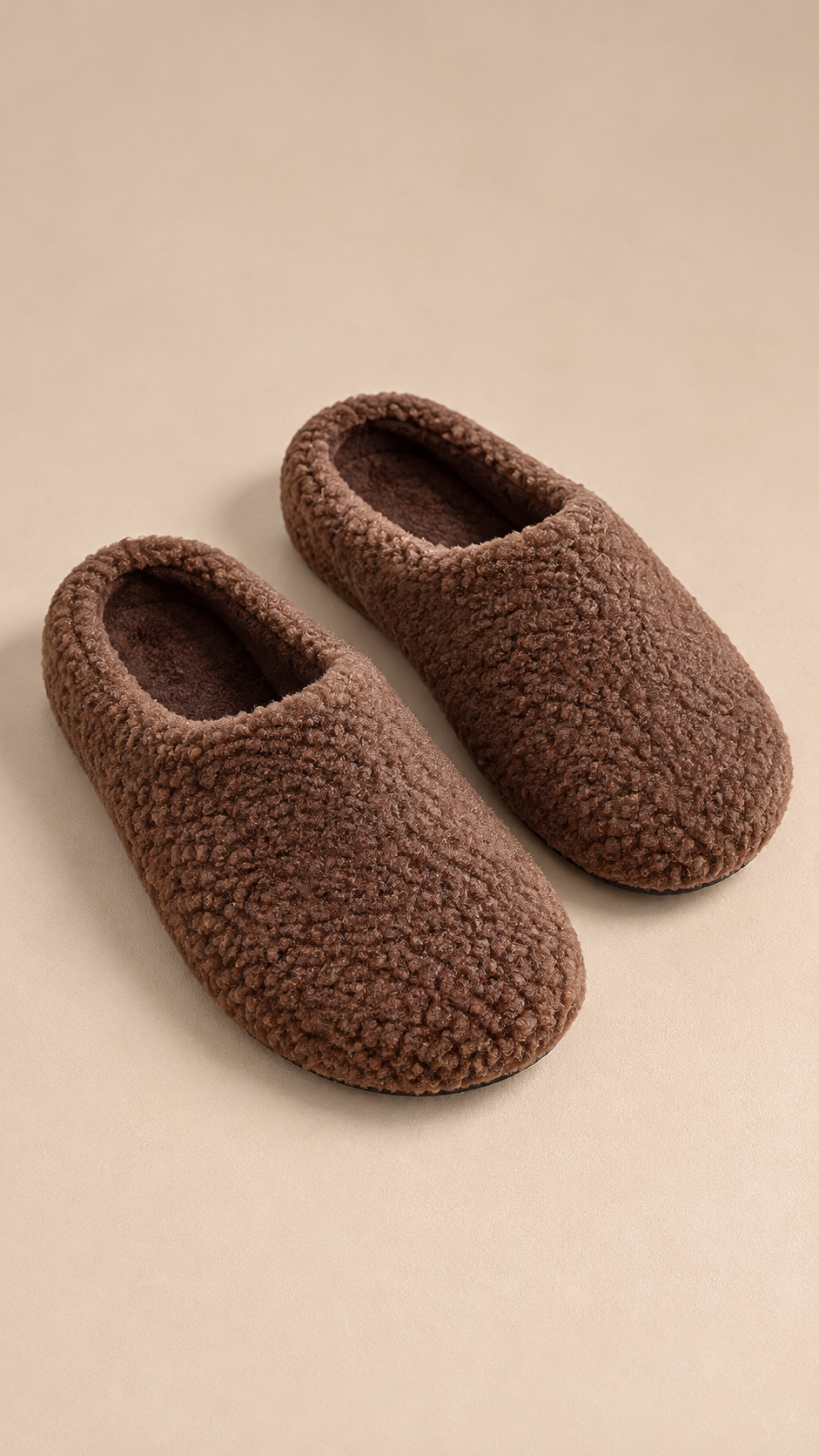 Gisella Teddy-Fleece Mule — Coffee product only