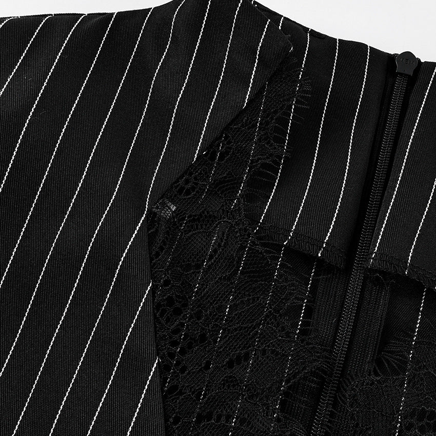 Colette Pinstripe Lace Mini Dress