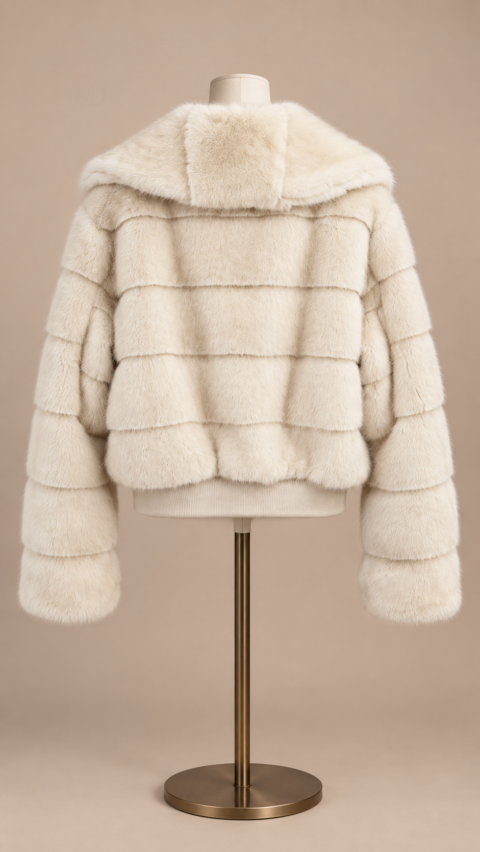 Sable Faux Fur Jacket — Cream mannequin back