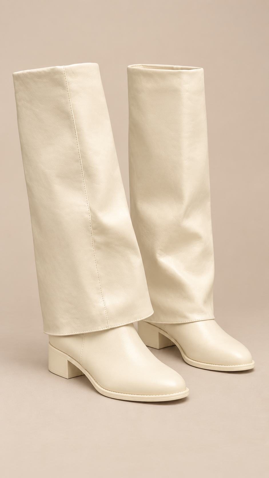 Brigitte Foldover Boots — Cream product only