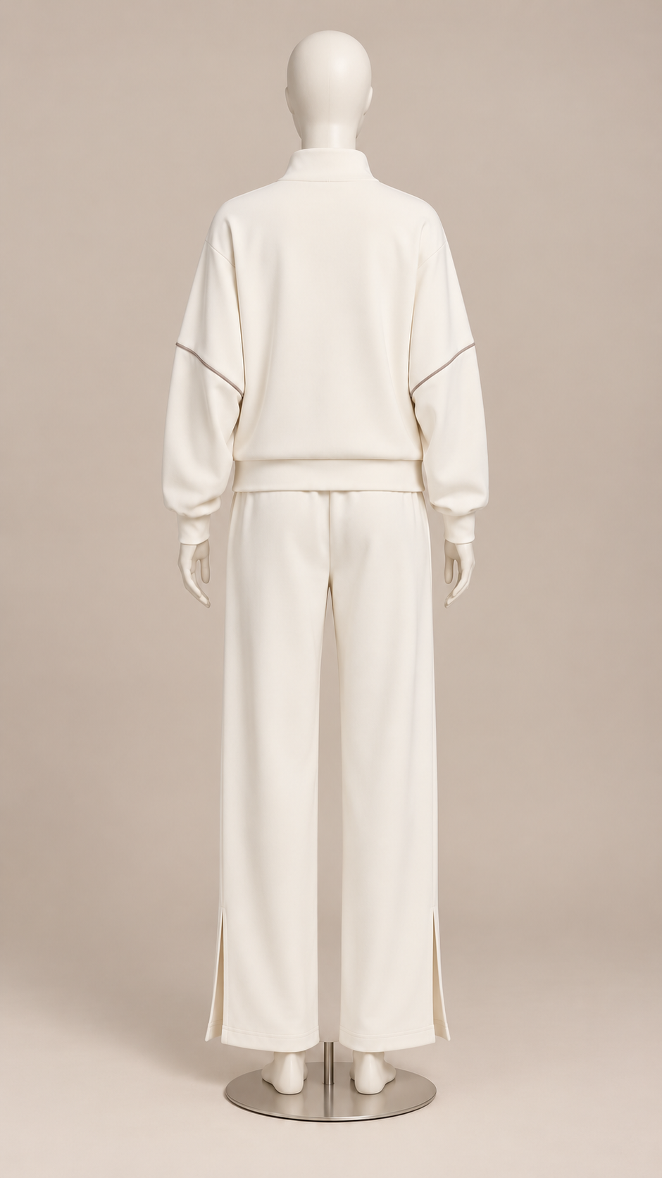 Saoirse Split-Hem Track Set — Cream White mannequin back