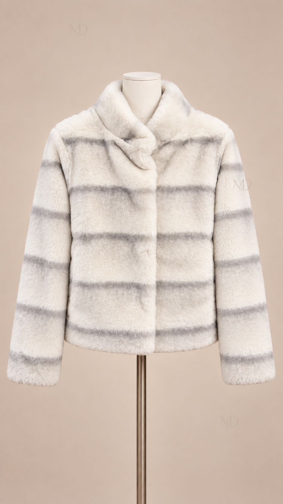 Sabine Faux Chinchilla Coat — Cream White mannequin front