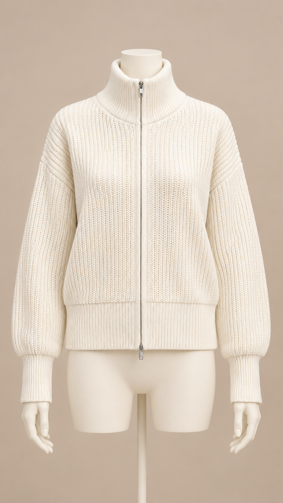 Odalys Stand-Collar Knit — Cream White mannequin front