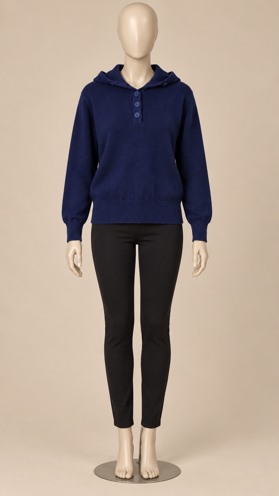 Thomasina Henley Hoodie — Dark Blue mannequin front