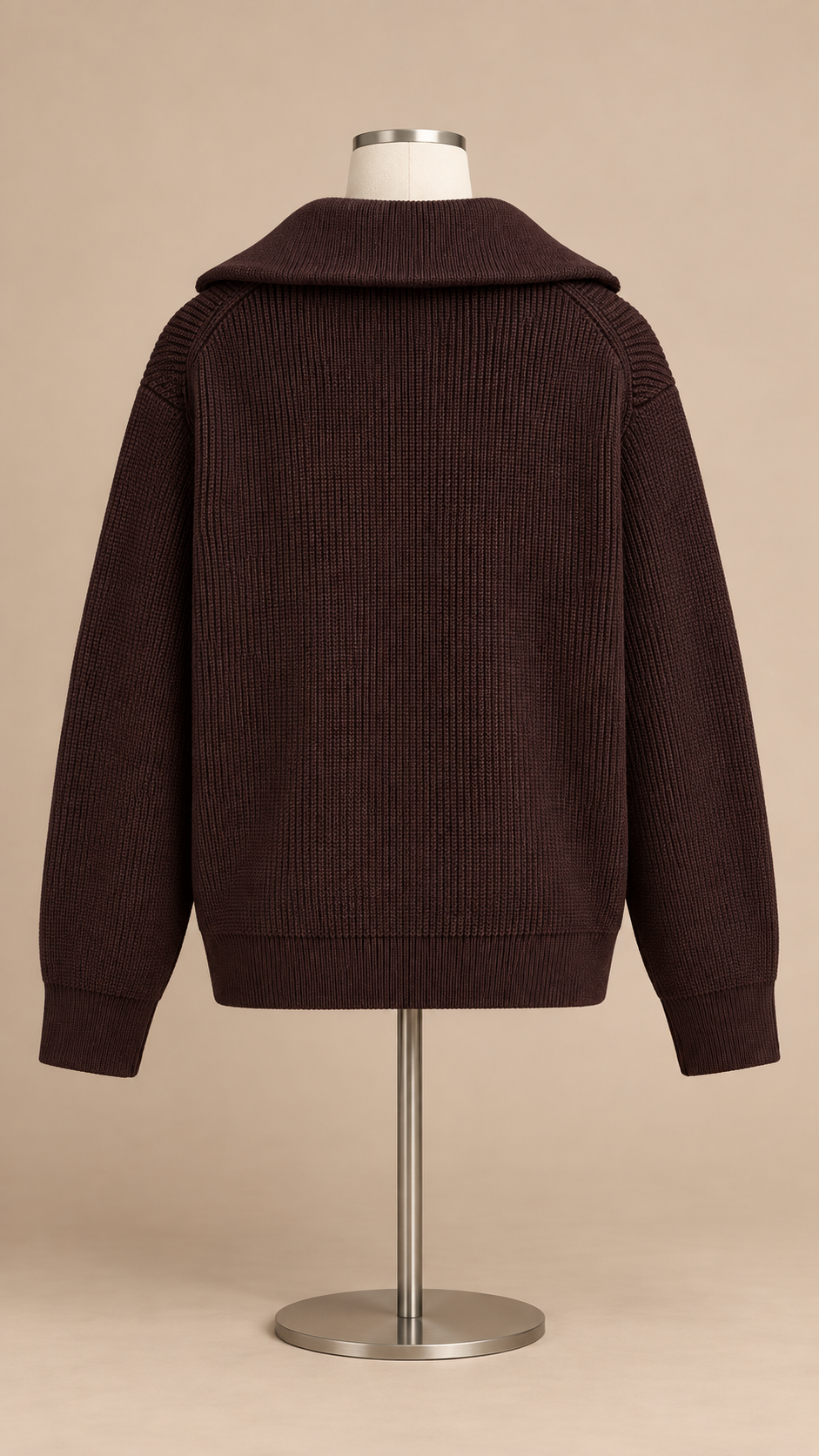 Isadora Half-Zip Sweater — Dark Brown mannequin back