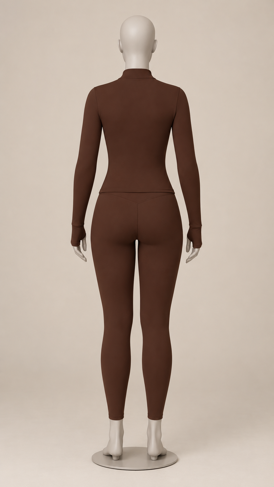 Kalinda Thumbhole Active Set — Dark Brown mannequin back