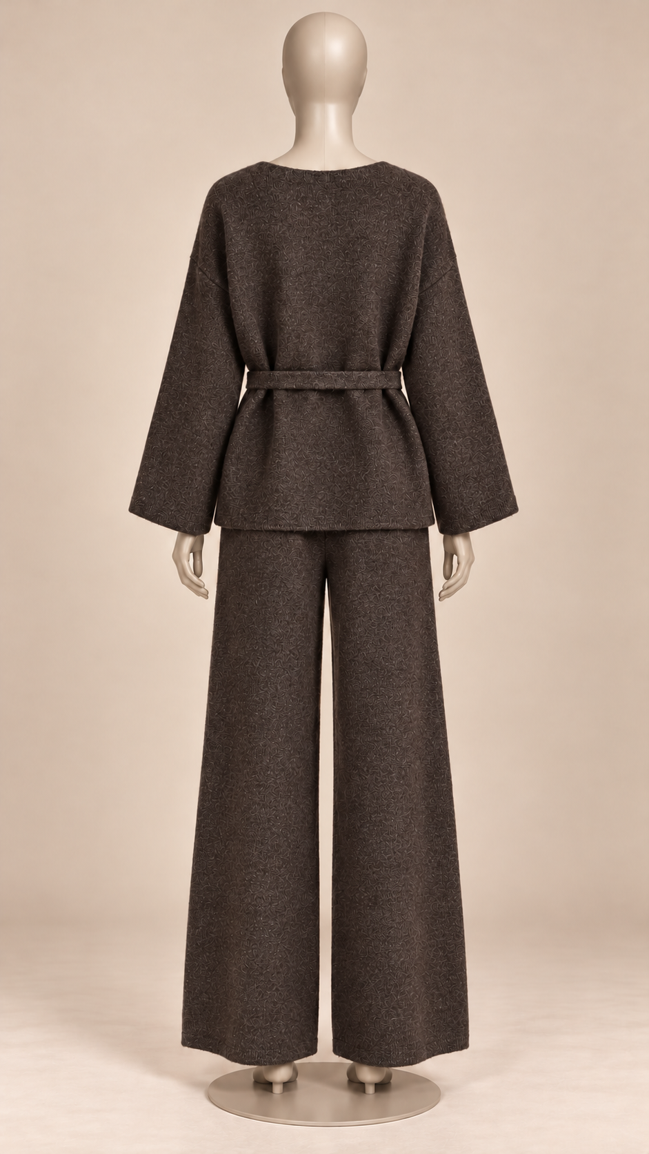 Imogen Belted Knit Set — Dark Brown mannequin back