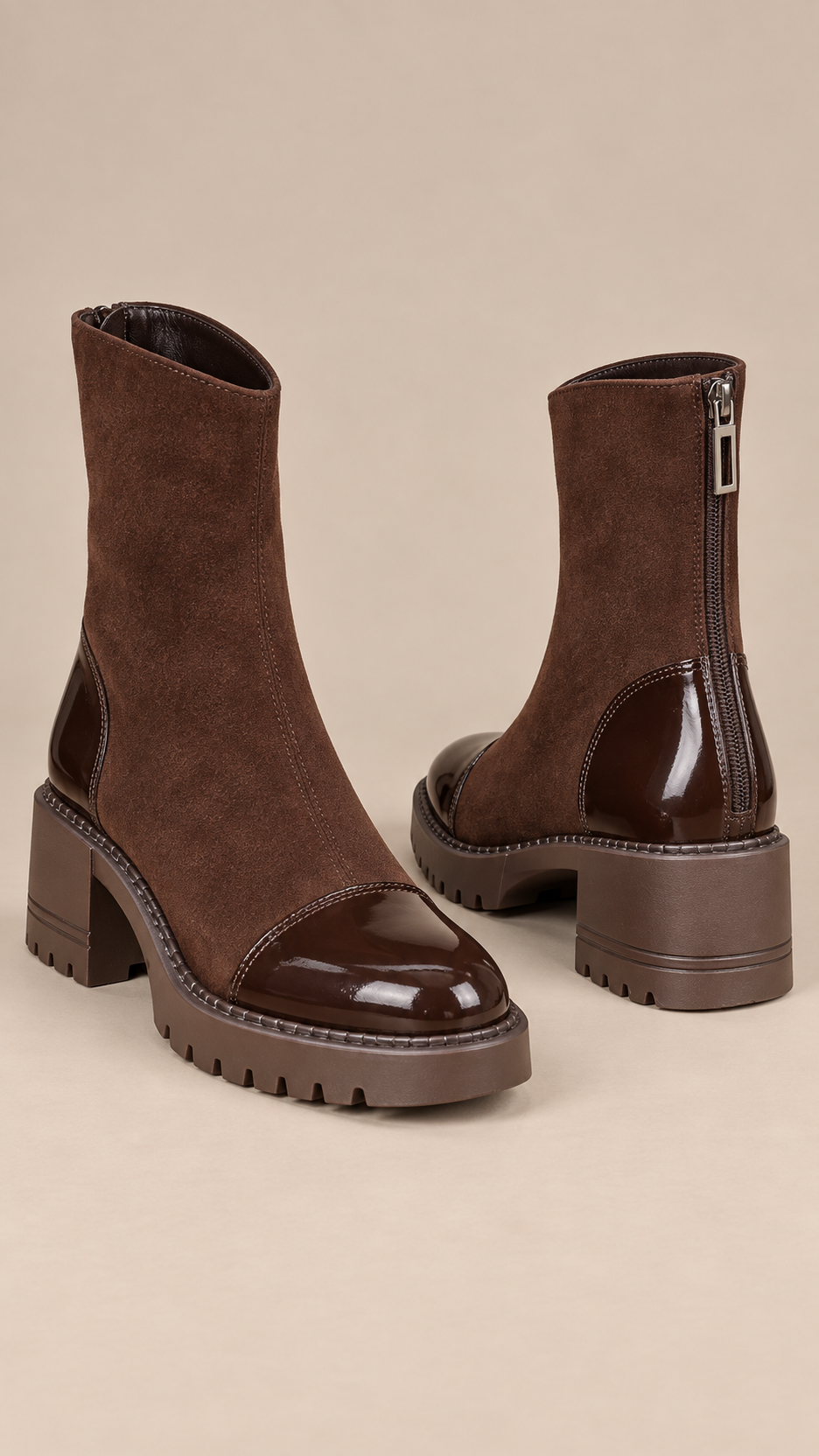 Vesna Block-Heel Boots — Dark Brown product only