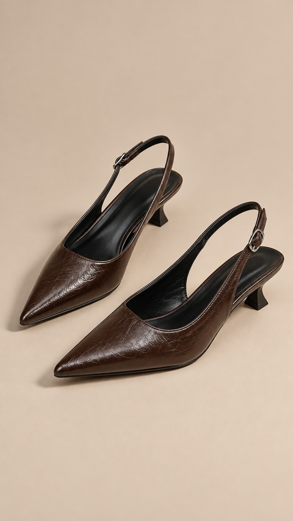 Cressida Crinkle Slingback — Dark Brown product only