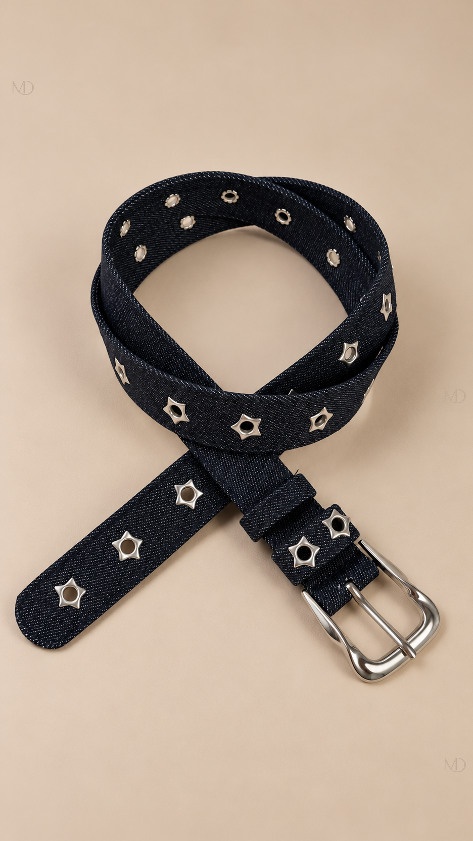 Cosima Star-Rivet Belt — Dark Denim product only