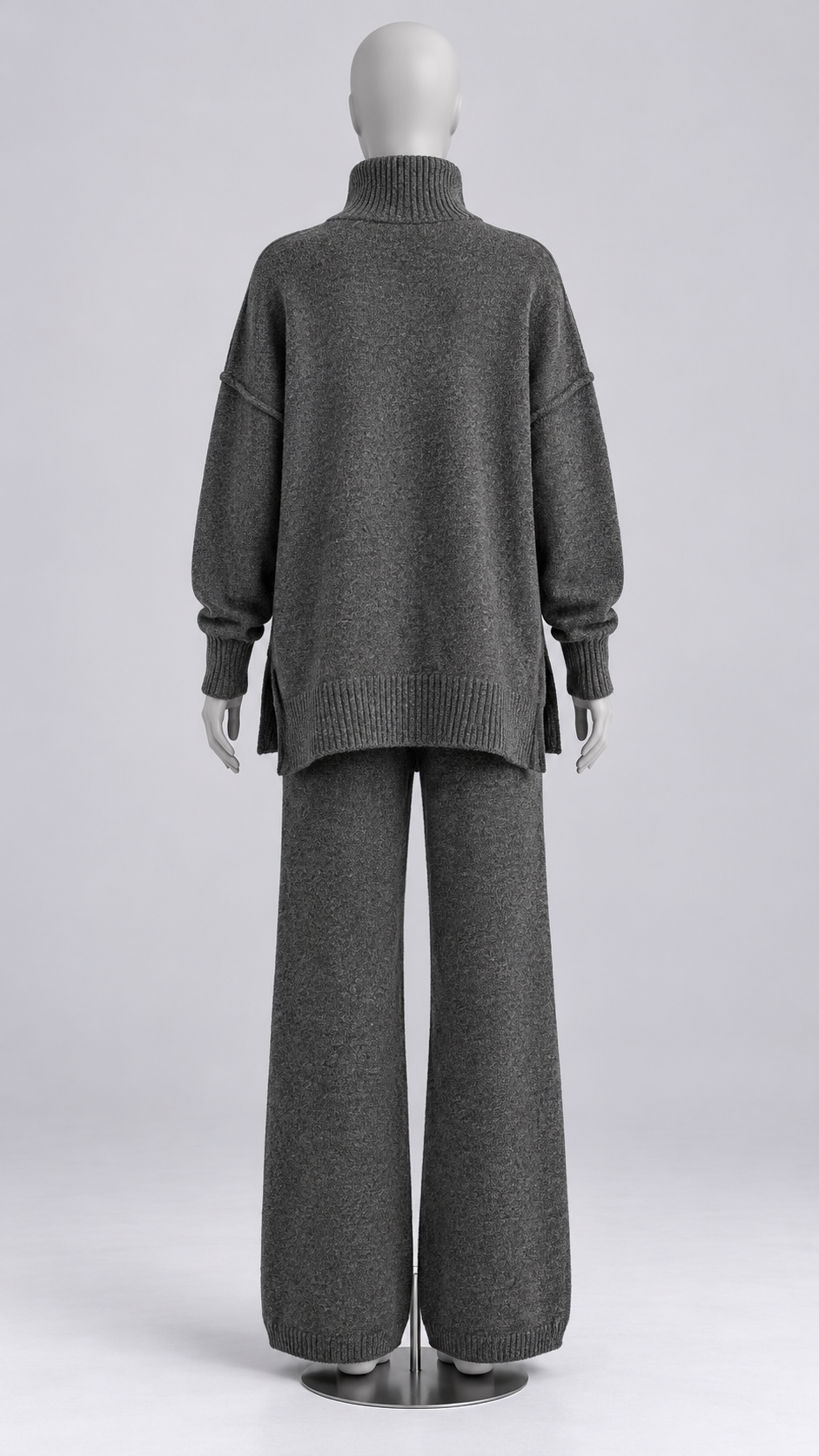 Iolanthe Split-Hem Knit Set — Dark Gray mannequin back