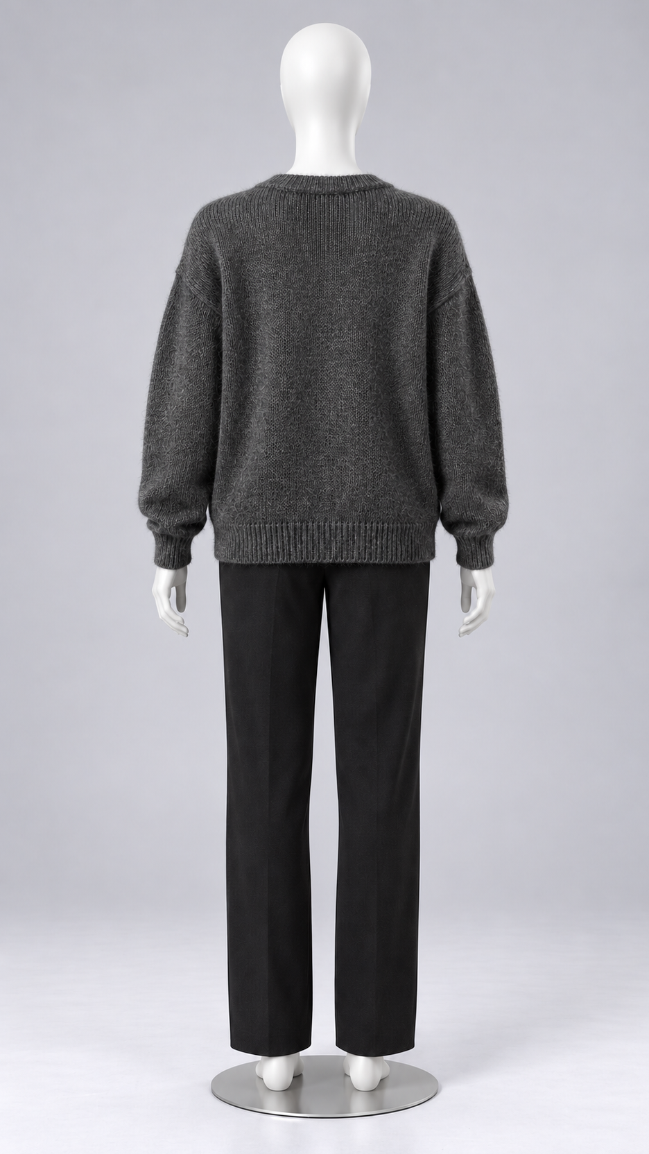 Celestine Shell-Button Cardigan — Dark Gray mannequin back