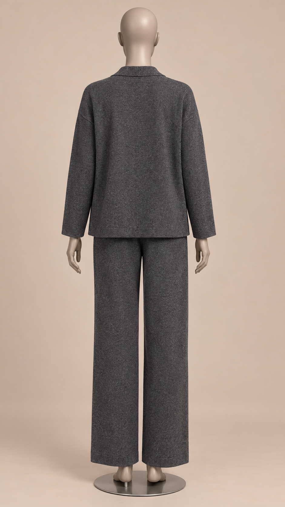 Gwenllian One-Shoulder Knit Set — Dark Gray mannequin back