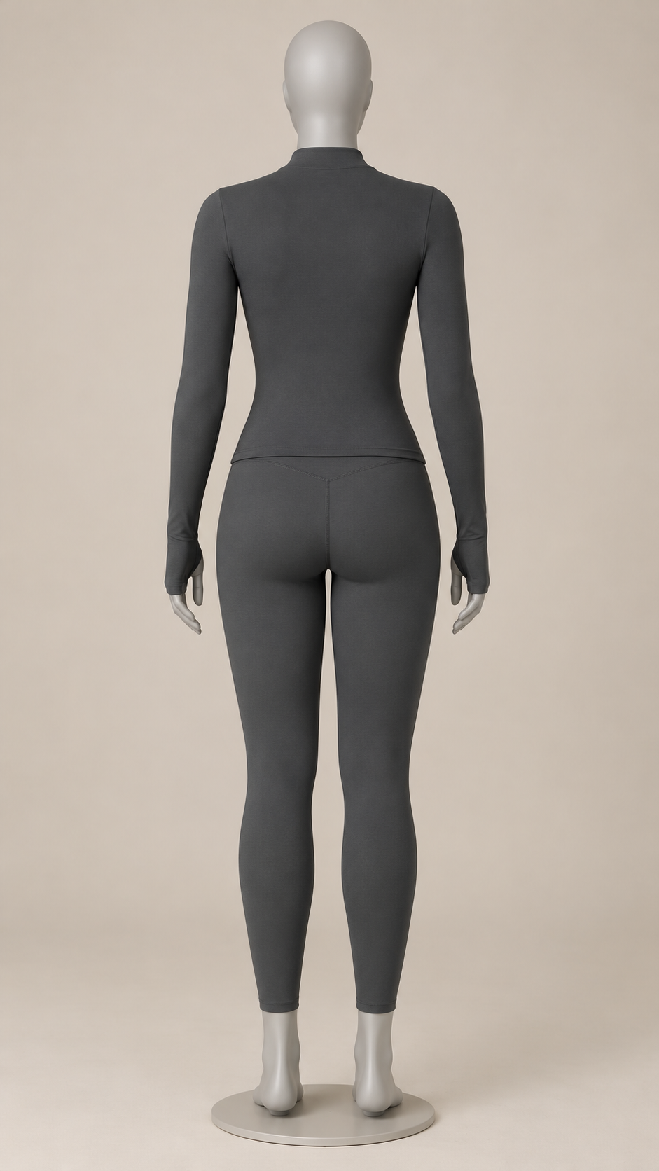 Kalinda Thumbhole Active Set — Dark Gray mannequin back
