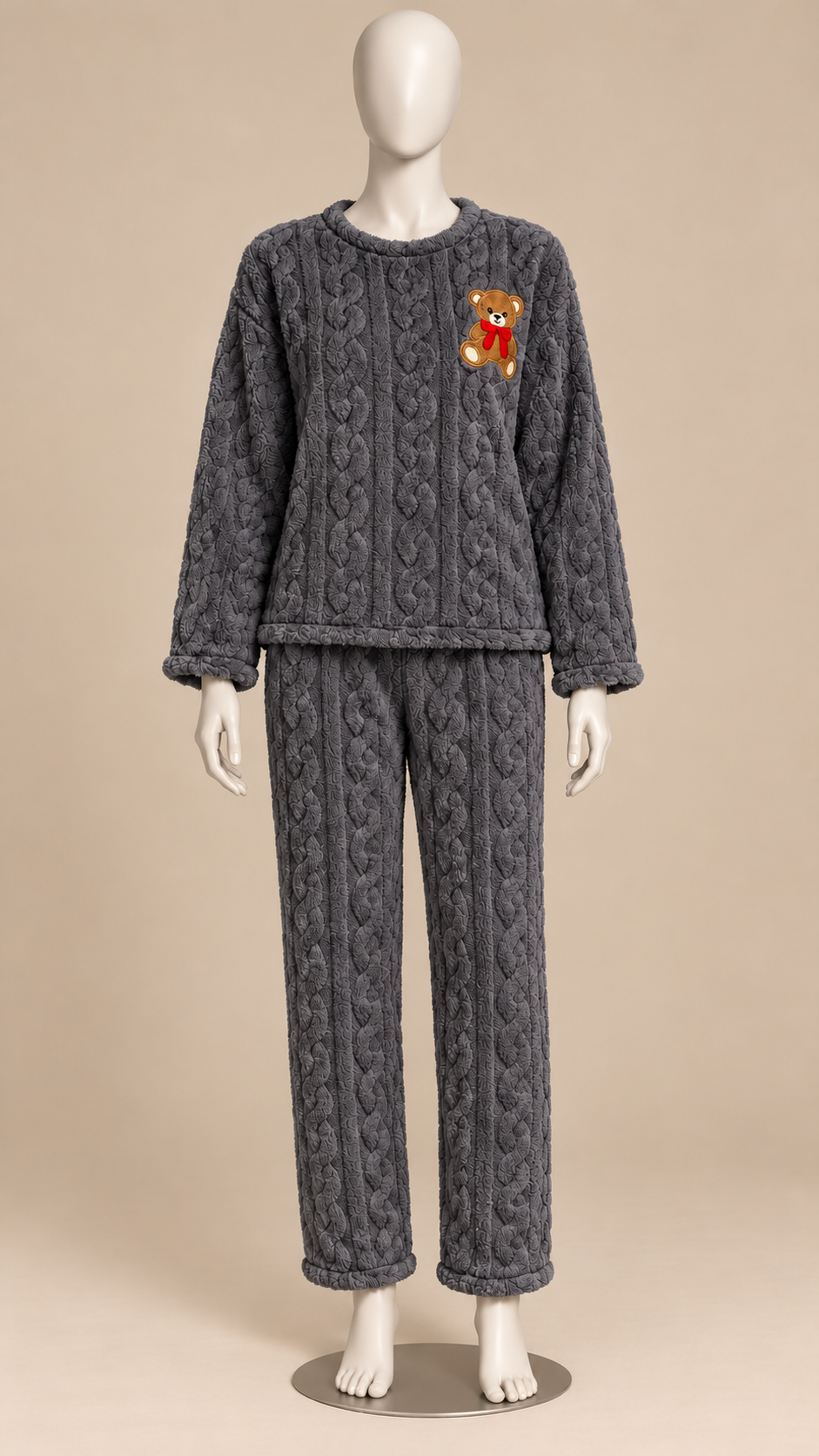 Philippa Bear-Patch Set — Dark Gray mannequin front