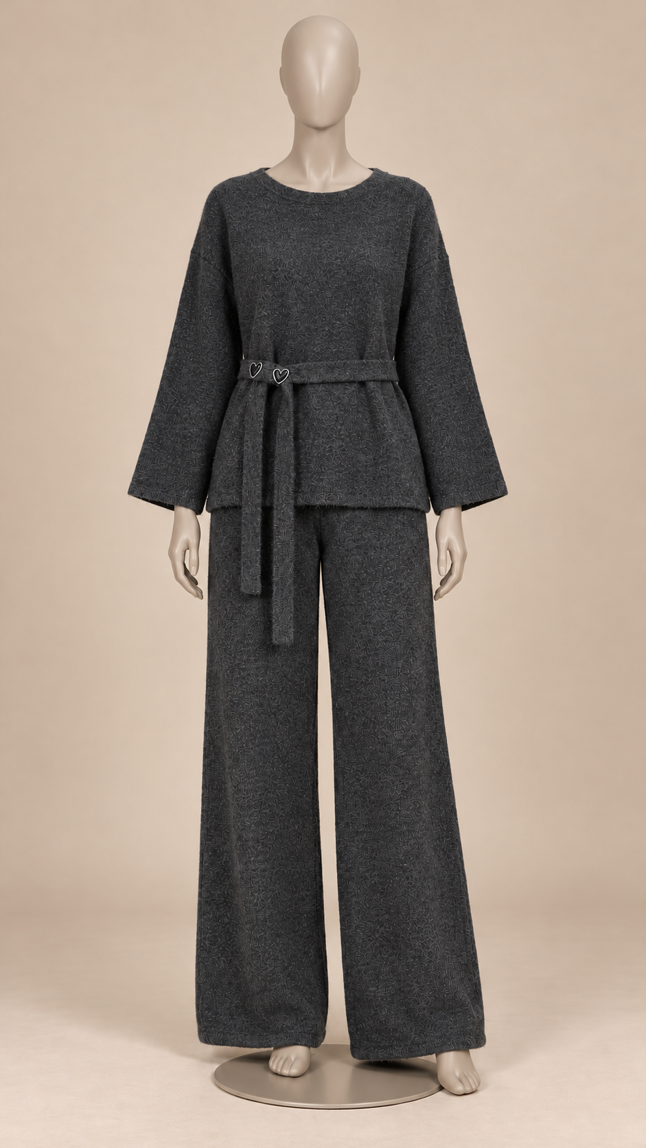 Imogen Belted Knit Set — Dark Gray mannequin front