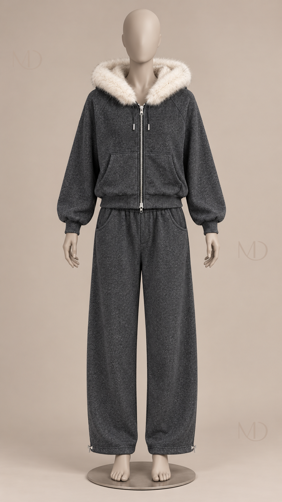 Brynja Fur-Hood Set — Dark Gray mannequin front