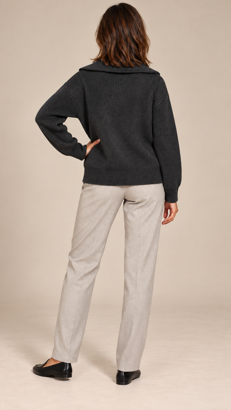 Isadora Half-Zip Sweater — Dark Gray model back