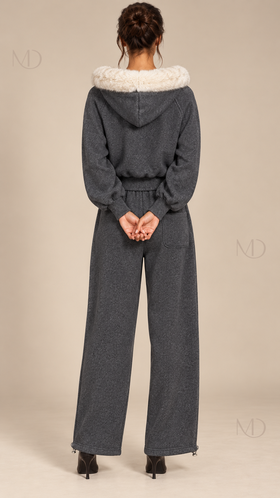 Brynja Fur-Hood Set — Dark Gray model back