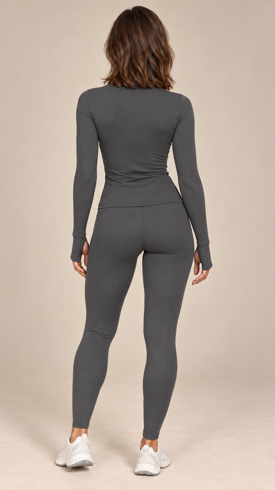 Kalinda Thumbhole Active Set — Dark Gray model back