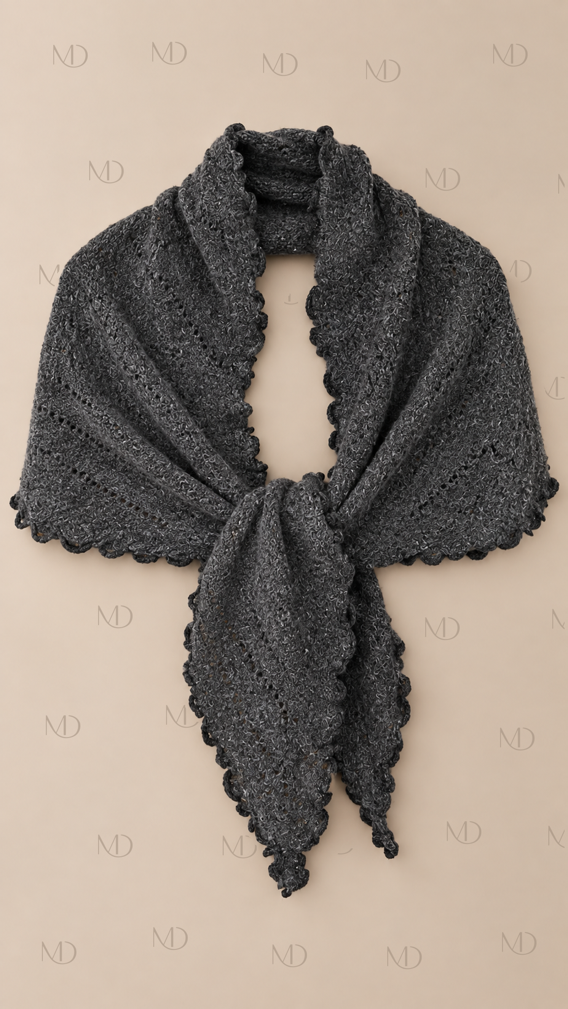 Elowen Pointelle Triangle Scarf — Dark Gray product only