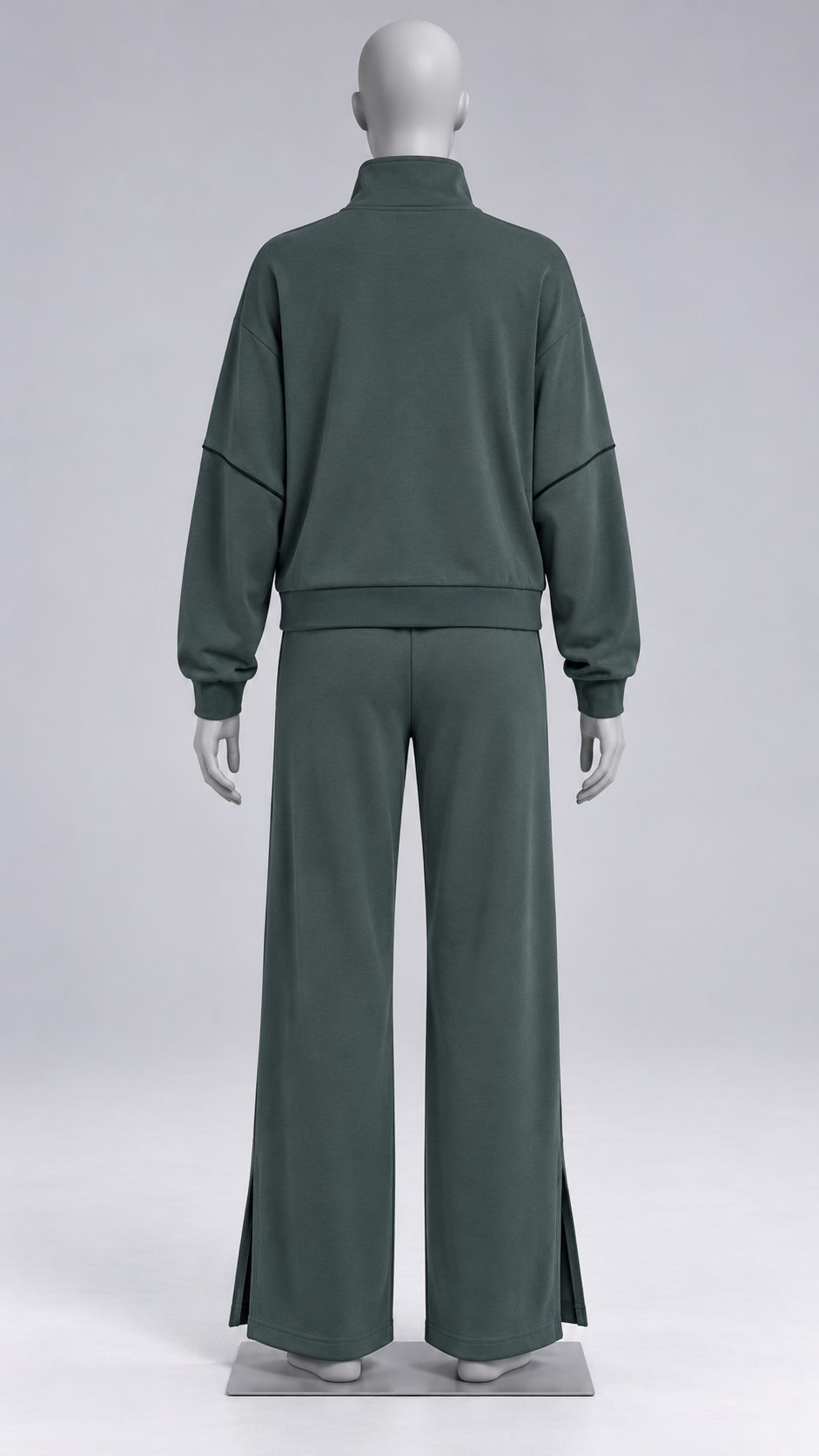 Henna Split-Hem Lounge Set — Dark Green mannequin back