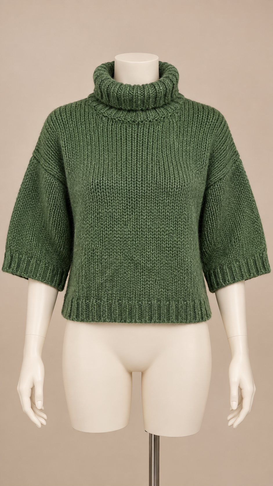 Rowan Chunky Turtleneck — Dark Green mannequin front