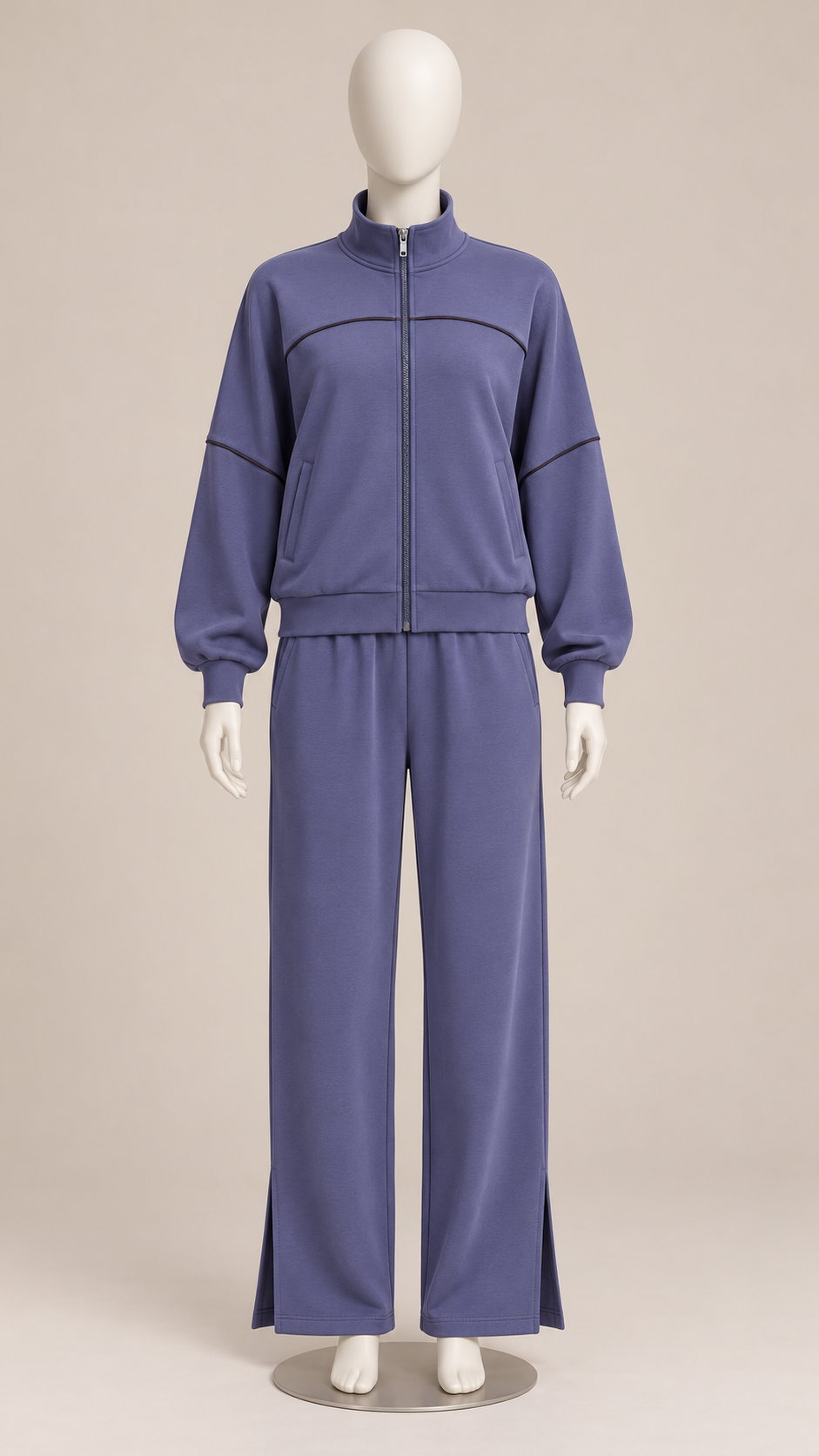 Saoirse Split-Hem Track Set — Dark Navy Blue mannequin front