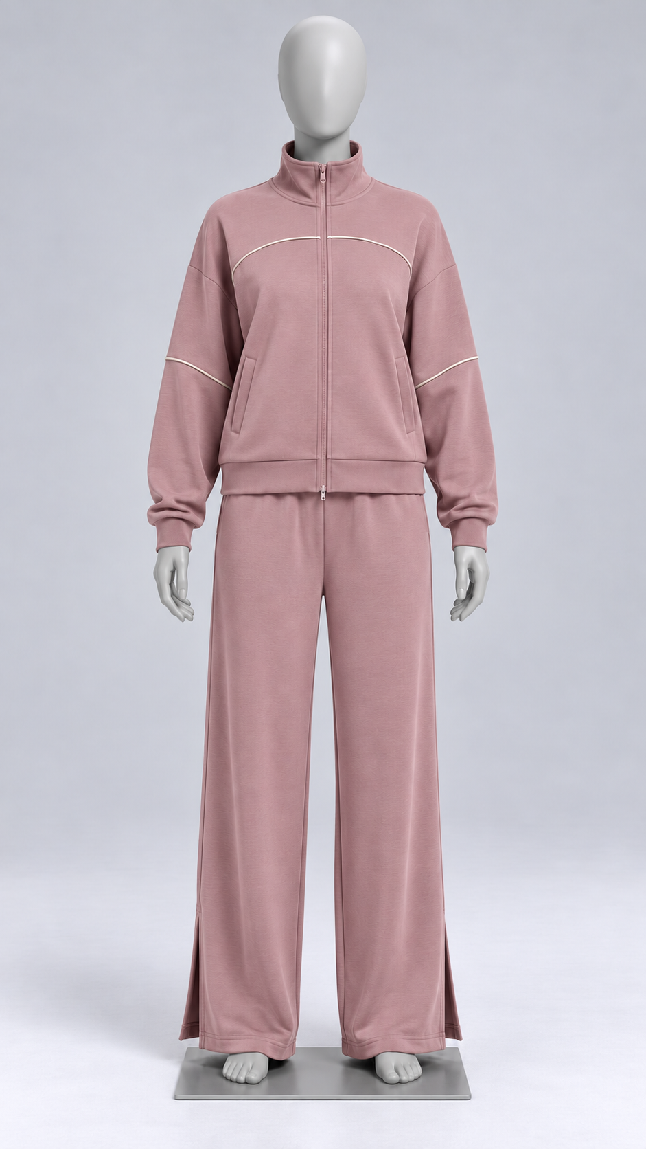 Henna Split-Hem Lounge Set — Dusty Rose mannequin front