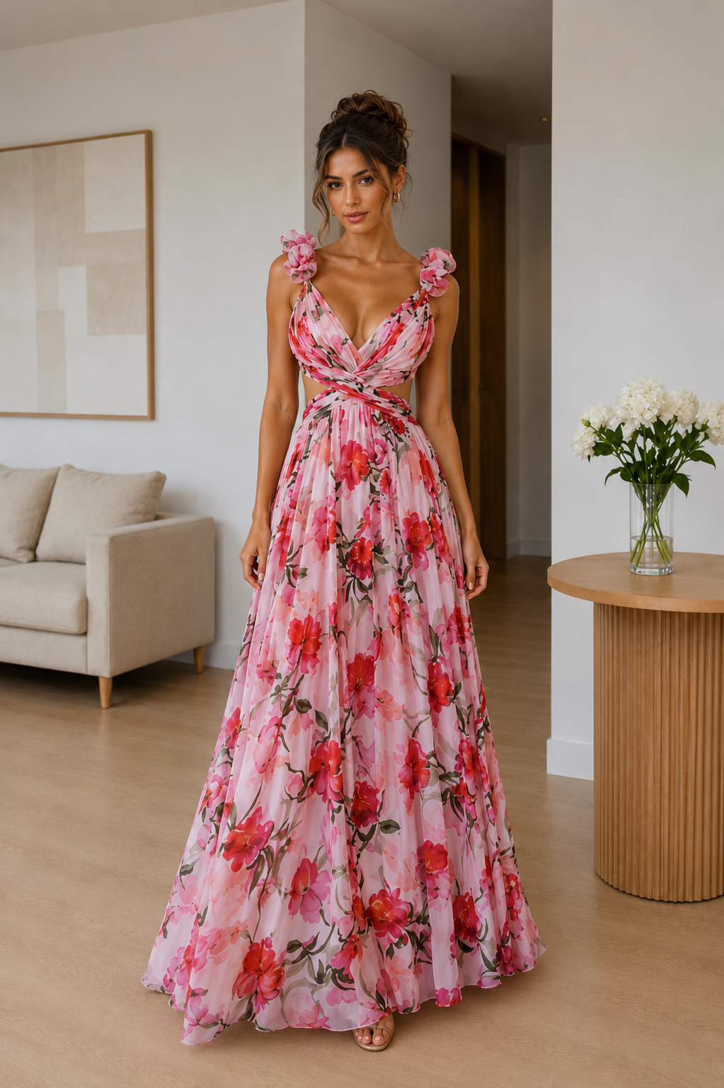Aurelia Lace-Up Maxi Dress