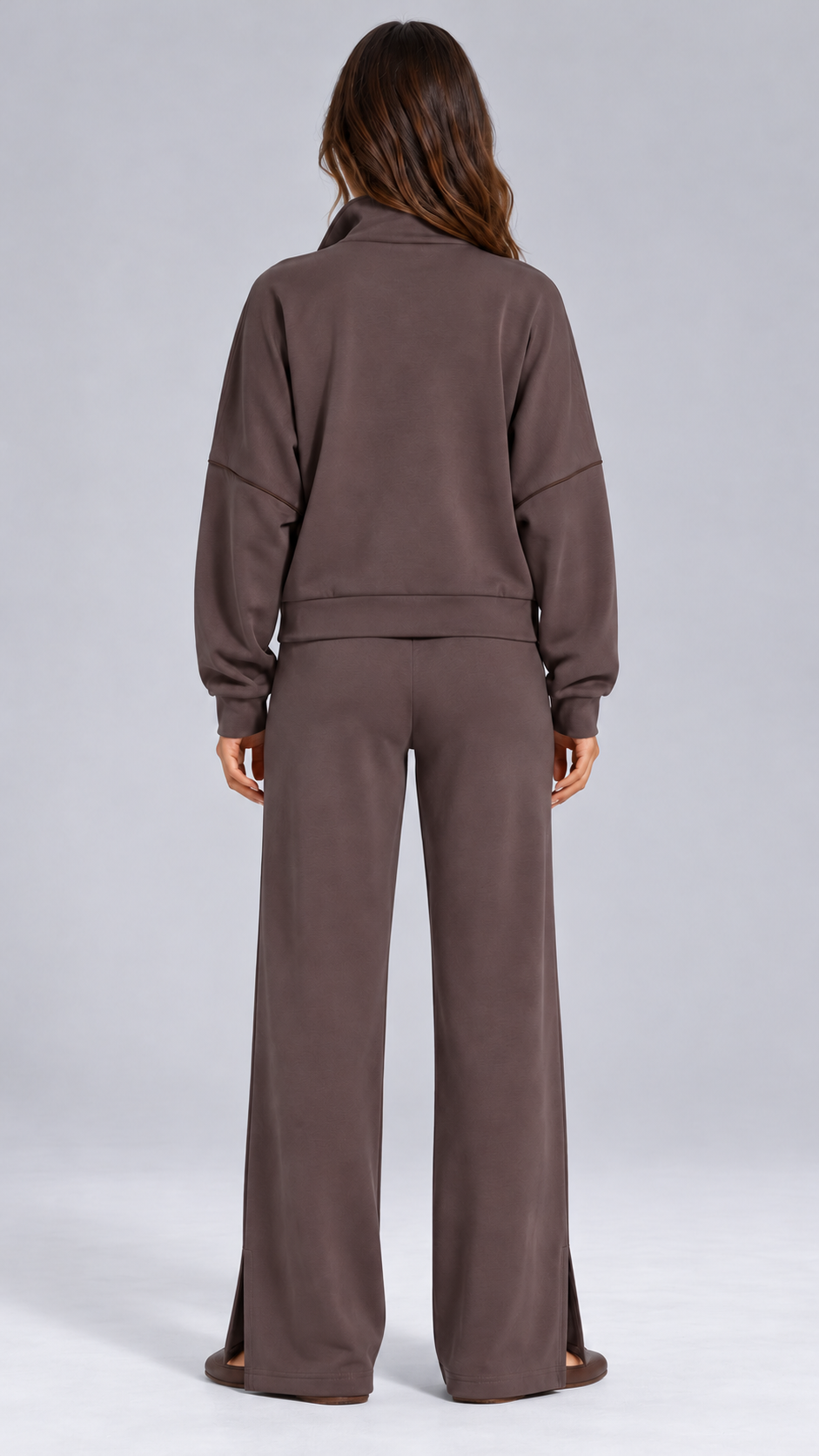 Henna Split-Hem Lounge Set — Espresso model back